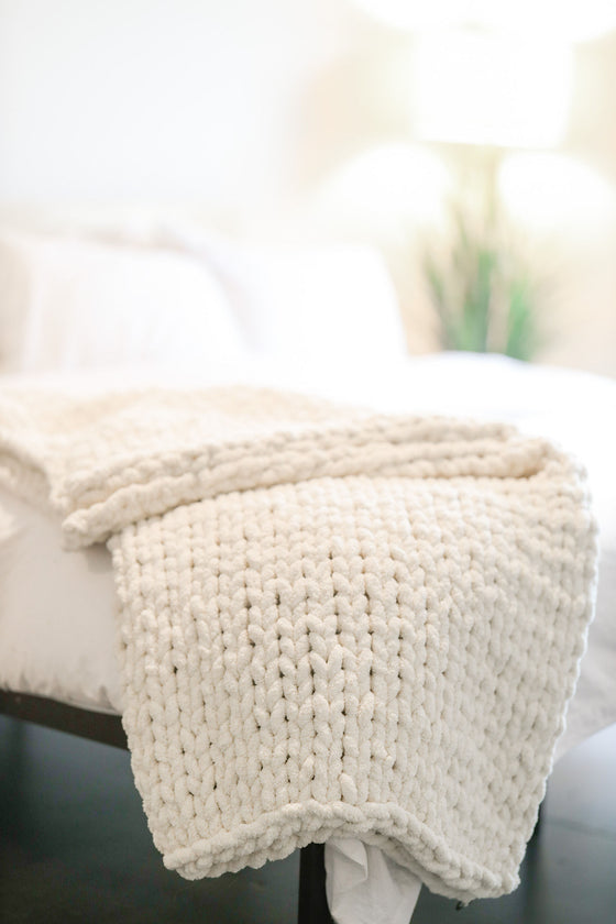 Handmade Chunky Knit Blanket | Multiple Sizes Available